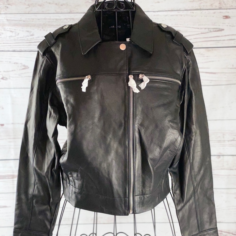J Brand Women’s Black Maisie Lamb Leather Jacket
